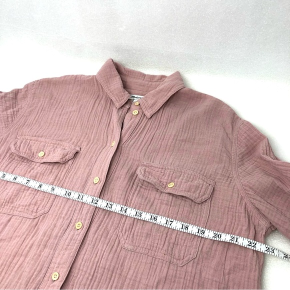 Madewell Shirt Lightspun Short Sleeve Flap-Pocket Dusty Pink 100% Cotton Gauze M - Picture 8 of 10